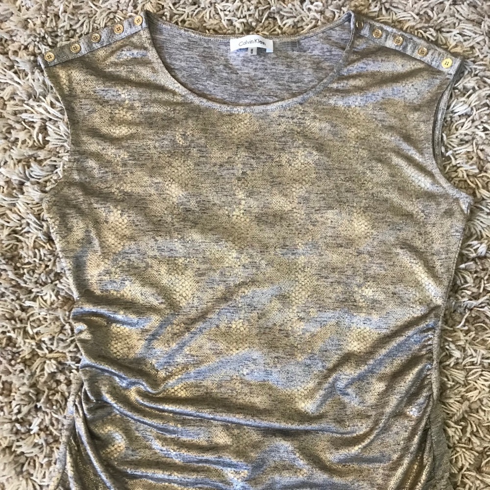 Calvin Klein Ruched Metallic Top